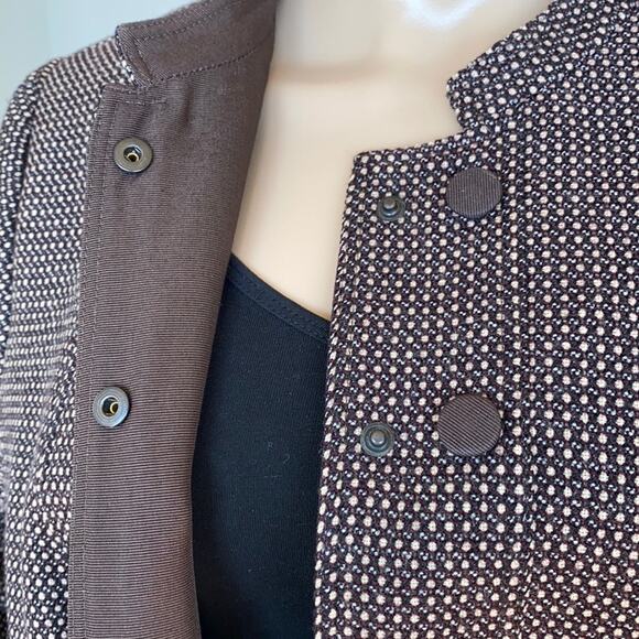 Armani Collezioni Antinea SRL Virgin Wool Stand Up Collar Peplum Tweed Jacket 14 - Picture 13 of 13
